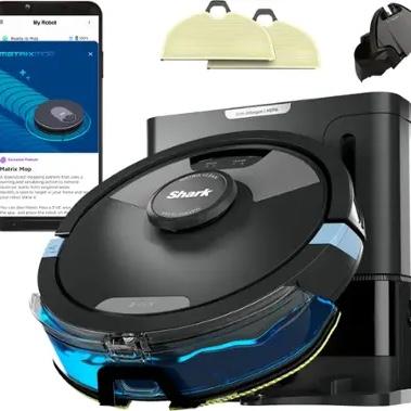 Shark - Matrix Plus 2-in-1 Robot Vacuum & Mop with Sonic Mopping, Matrix Clean, Home Mapping, HEPA Bagless Self Empty, WiFi - Black