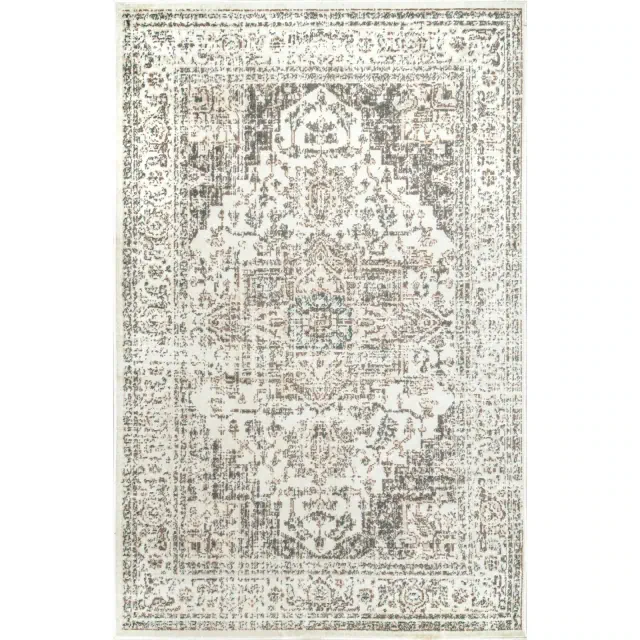 Nuloom Tanith Medallion 8x10 Indoor Area Rug for Living Room Bedroom Dining Room Kitchen, Cream/Grey