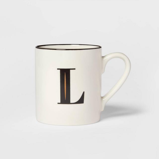 16oz Stoneware Monogram L Mug White - Threshold™