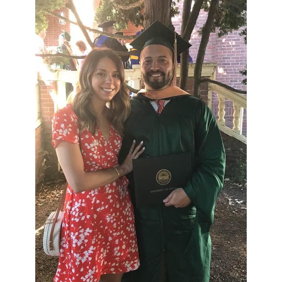 Brooks' masters program graduation at the University of Oregon