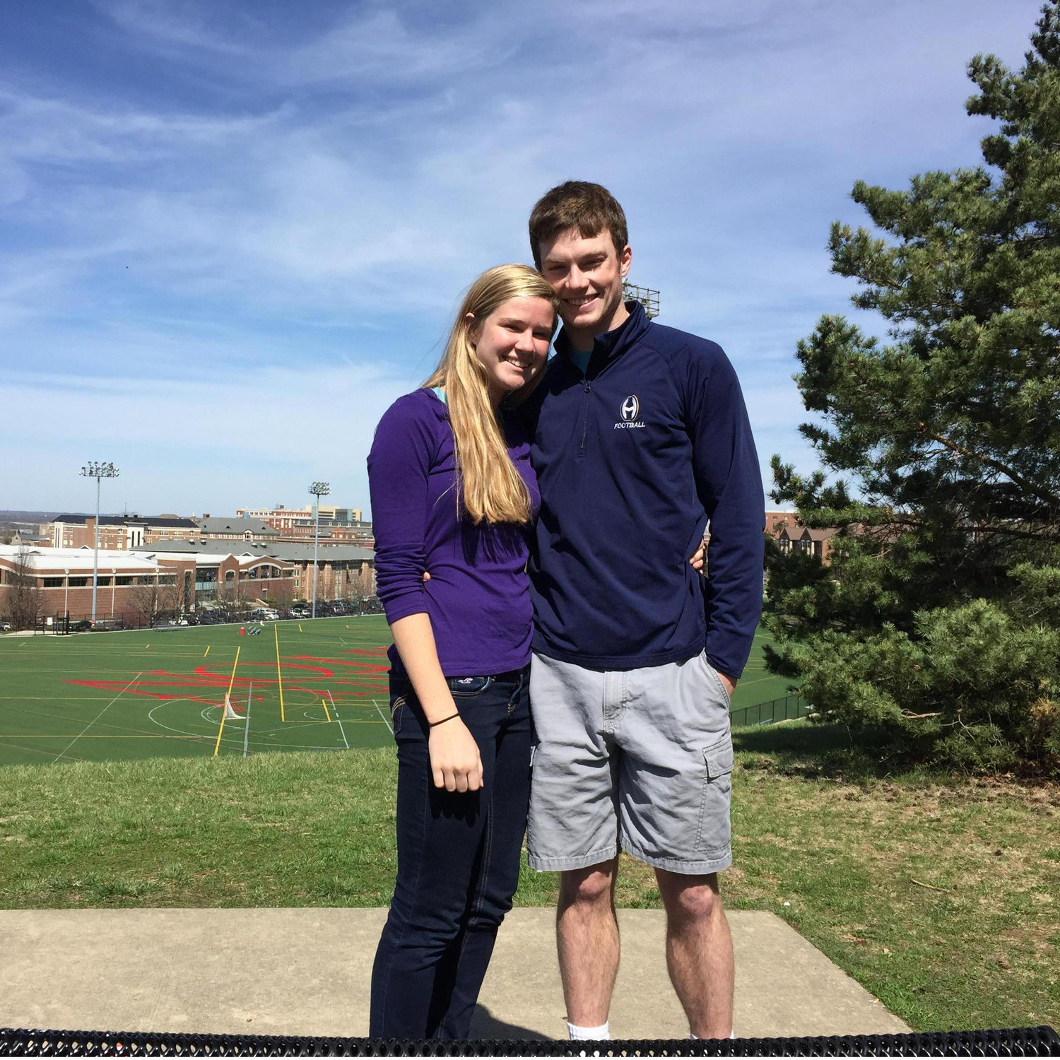 Touring the University of Dayton campus together.