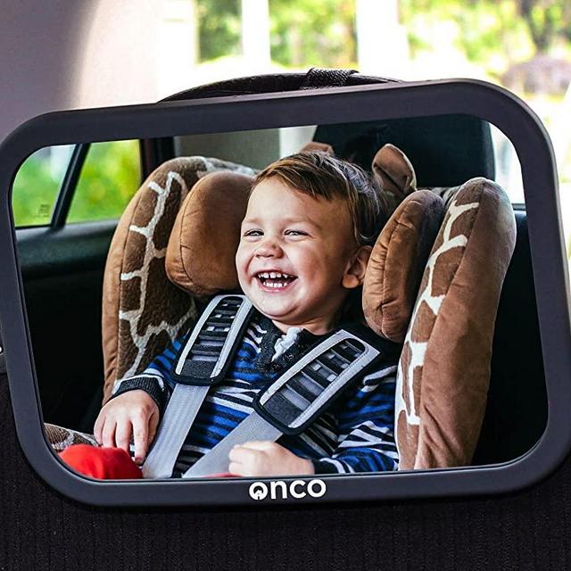 Onco Baby Car Mirror Rear-facing - Car Mirror Baby Rear Facing Seat, Baby Essentials for Newborn, 100% Shatterproof Baby Mirror for Car, 360° Car Seat Mirror Rear Facing Infant