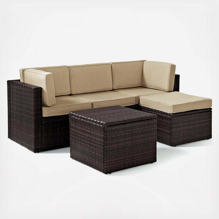 Crosley Tribeca 8 Piece Wicker Patio Sofa Set in Sand and Brown, 1