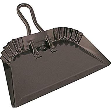Edward Tools Black Metal Dustpan 12” - Heavy Duty Powder Coated Steel does not chip or bend - Precision edge for small item sweeping - Loop handle for comfort/hanging (1)