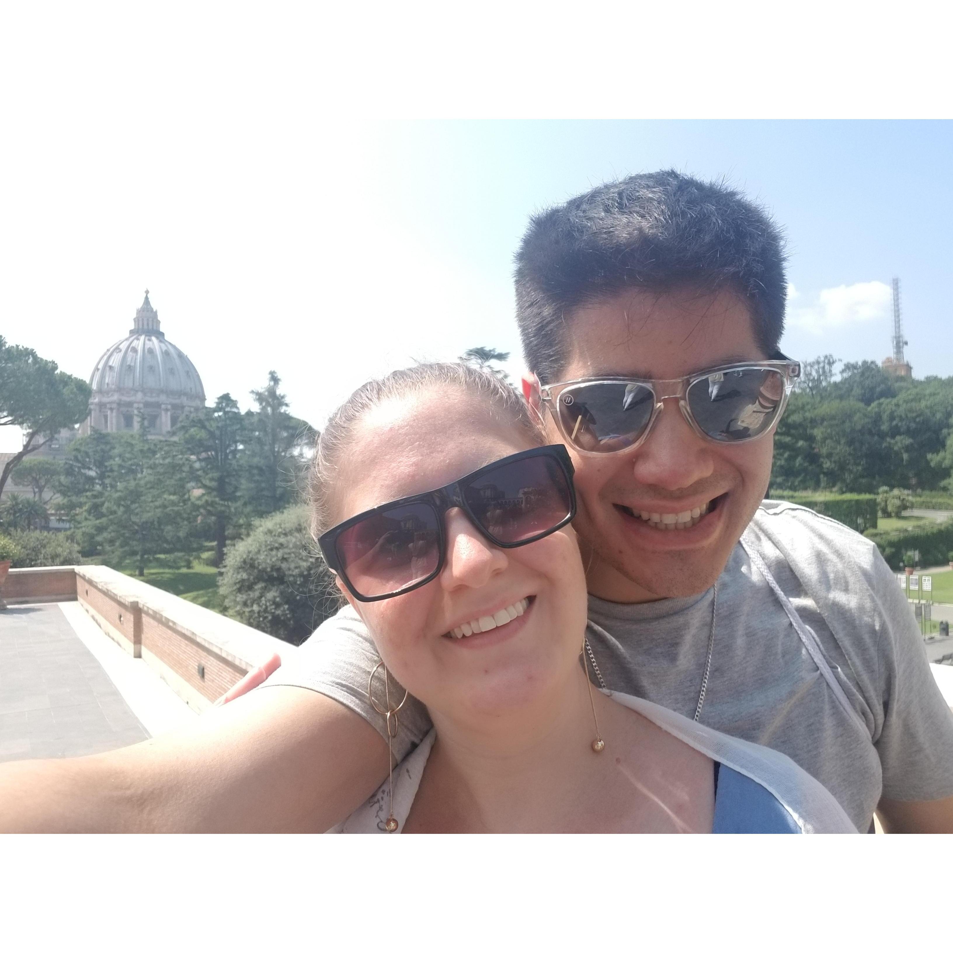 Moments after having our future marriage blessed by a priest under the Sistine Chapel