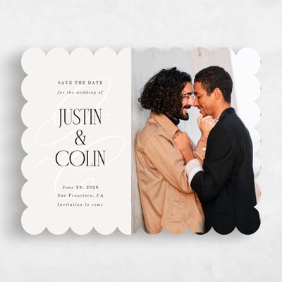 Beige Scalloped Wedding Save the Date - Ferrara Photo