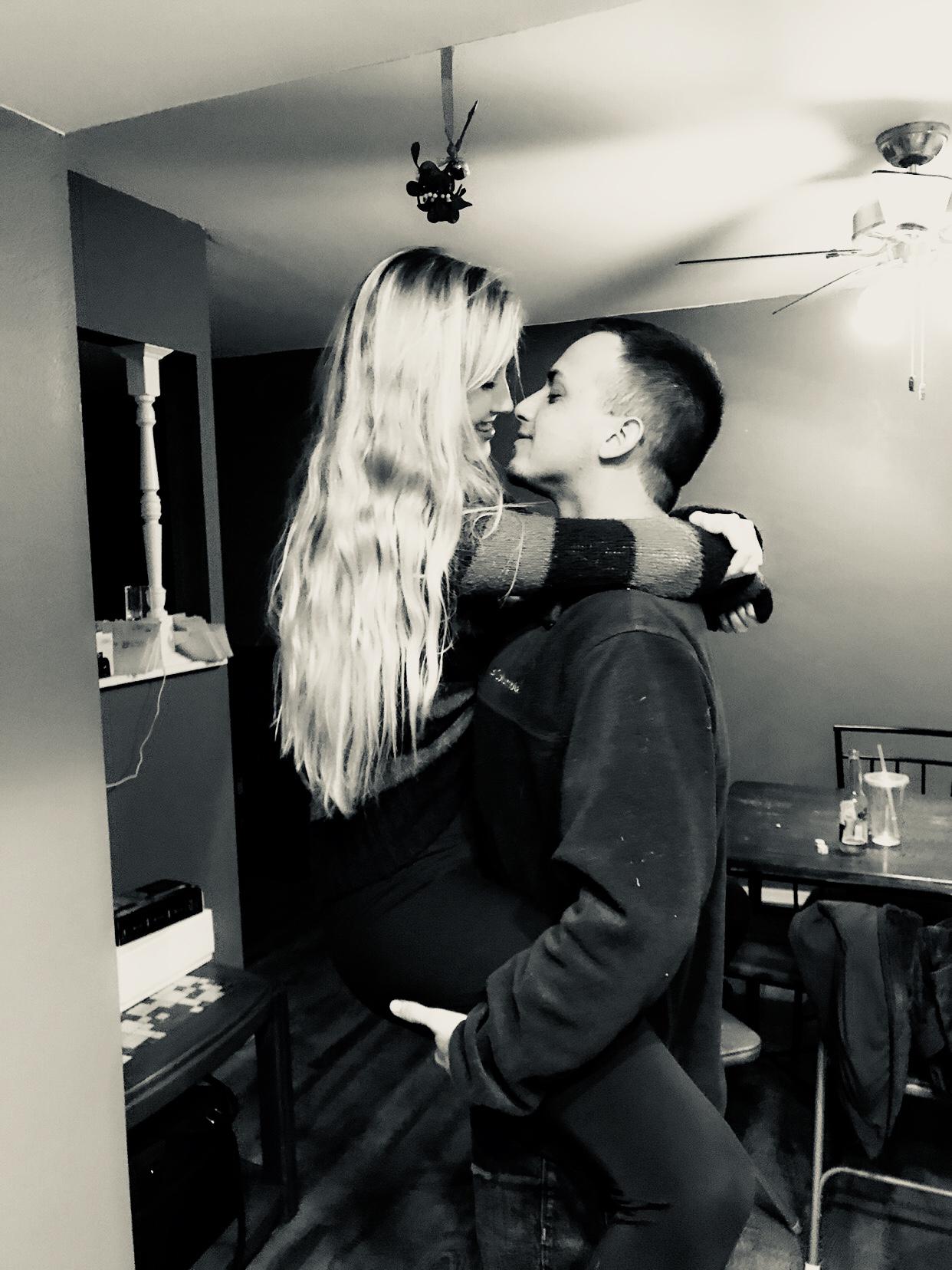 Our first mistletoe kiss