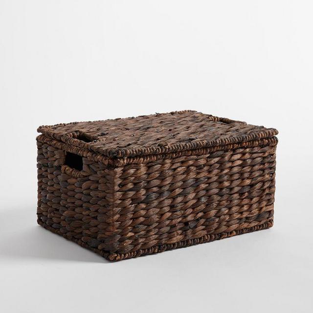 Raleigh Seagrass Medium Lidded Basket - Walnut