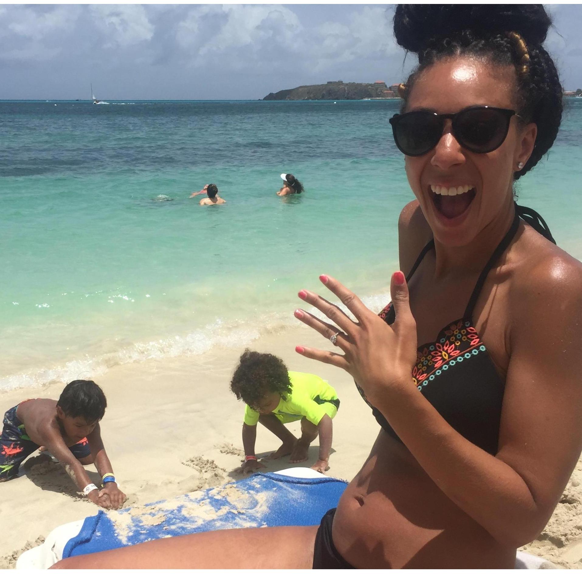 The day Andy proposed! We were on the island of St. Martin!