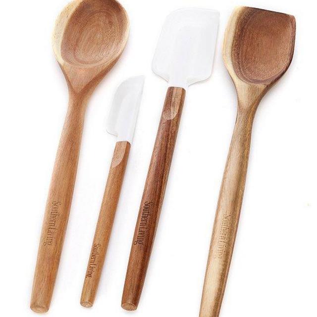 Southern LivingWood Utensil and Silicone Spatula, Set of 4