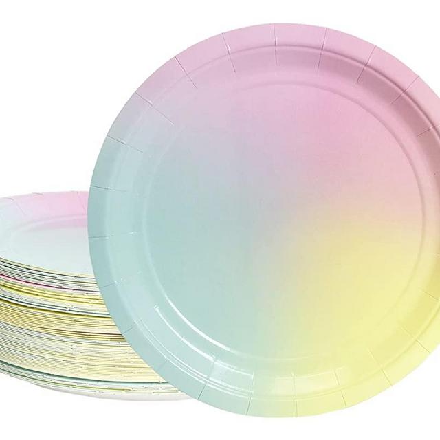 Rainbow Party Supplies, Pastel Paper Plates (9 in., 80 Pack)