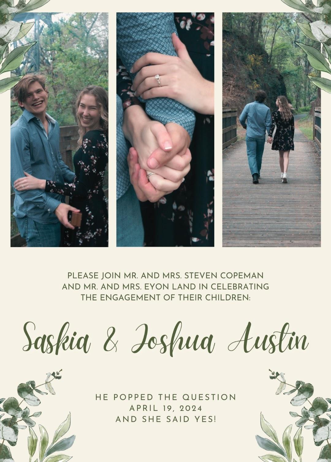 The Wedding Website of Saskia Copeman and Joshua Austin Land