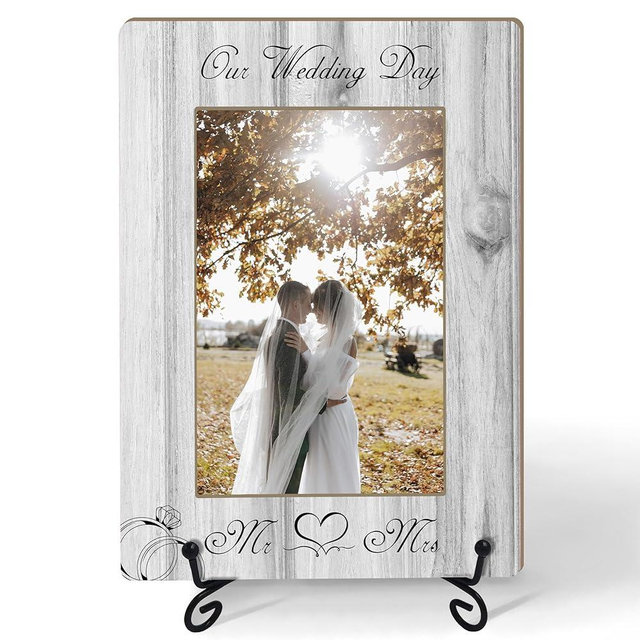 lamocho Wedding Engaged Picture Frame, Newly Couples Mr And Mrs Gifts Wedding Gifts for Mr & Mrs, Table Decor Engagement Photo Frame (4x6 Vertical) -S17