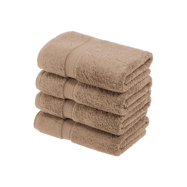 Superior Egyptian Cotton Pile Hand Towel Set of 4, Ultra Soft Luxury Towels, Thick Plush Essentials, Absorbent Heavyweight, Guest Bath, Hotel, Spa, Home Bathroom, Shower Basics, Latte