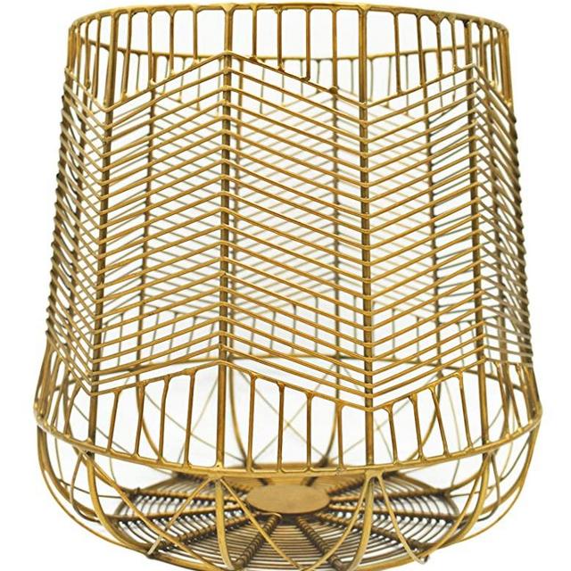 Alchemade Modern Contemporary Brass Wire Storage Basket (9" x 9") - Handcrafted Round Multi-purpose Basket - Perfect Catch-all Holder for Work, Home Or School Use