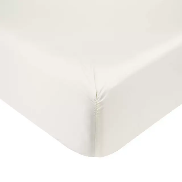 Nestwell™ Cotton Percale 400-Thread-Count Queen Fitted Sheet in Egret