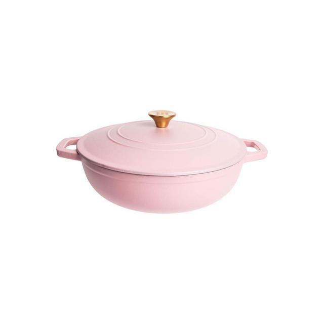 Lexi Home Enameled 5 Qt. Cast Iron Dutch Oven Braiser - Pink Matte