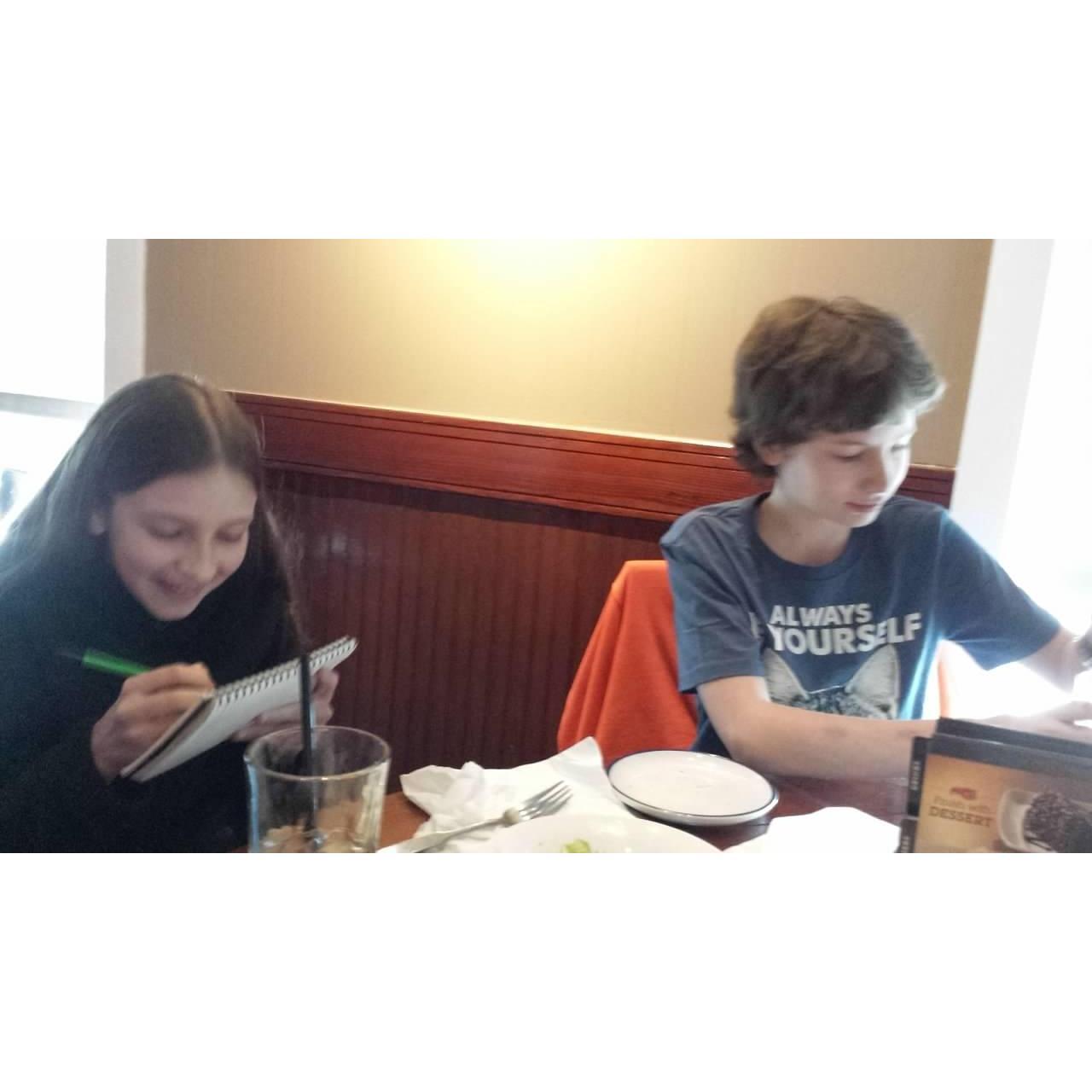 Jonathon's 13th birthday! and Katie's first time at the family birthday dinner.