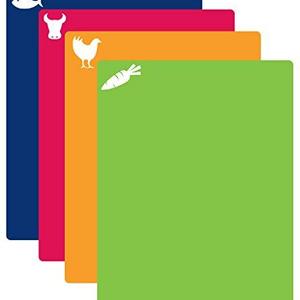 CounterArt Flexible Cutting Mat with Food Icons, Set of 4