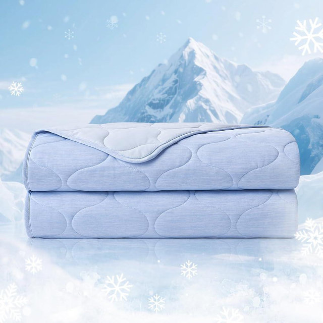 Cozy Bliss Cooling Dual-Sided Blanket for Hot Sleepers, Q-Max>0.46 Lightweight Soft Breathable Bed Blanket, Double Side Cooling Throw for Night Sweats (Cool Blue, 80"x90")