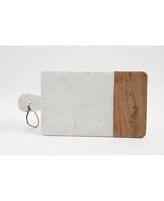 Laurie Gates White Marble & Wood Serving Board