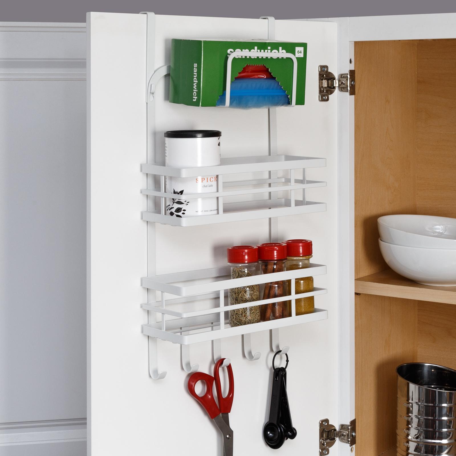 Countertop Organizer, Cupboard Stand Spice Rack, 13 Cabinet Pantry Shelf,  Organization and Storage For Kitchen Bathroom, Metal Plate Milky White