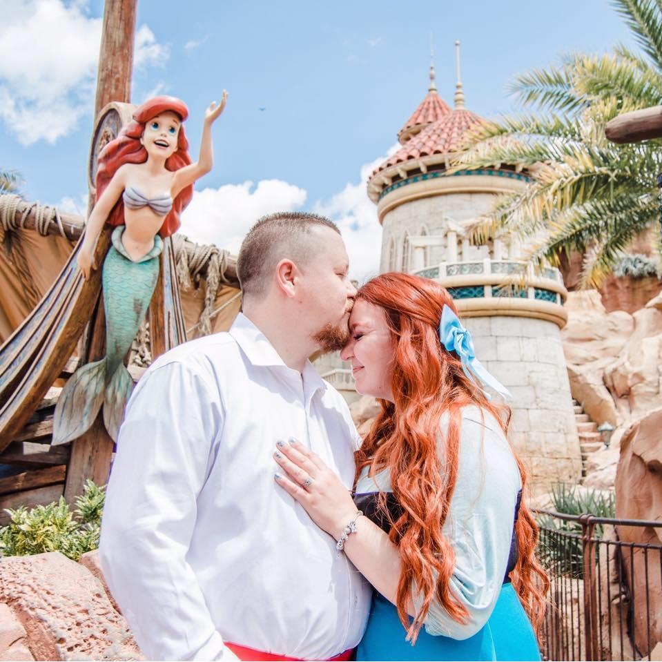 We played dress-up on a very hot day at disney!