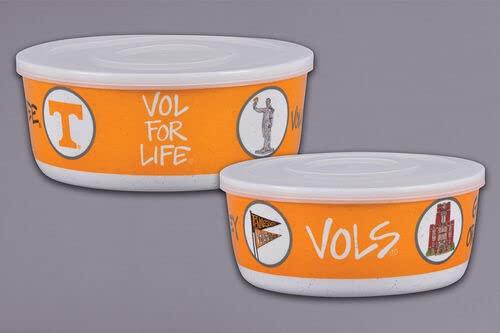 Magnolia Lane University Tennesse The Volunteers Football Bowl Container with Lid, Set of 2, Kitchen Accessories