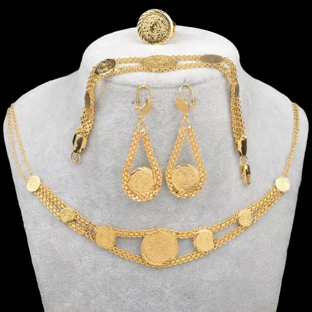 24K Gold Coin Jewelry Set For Women,...