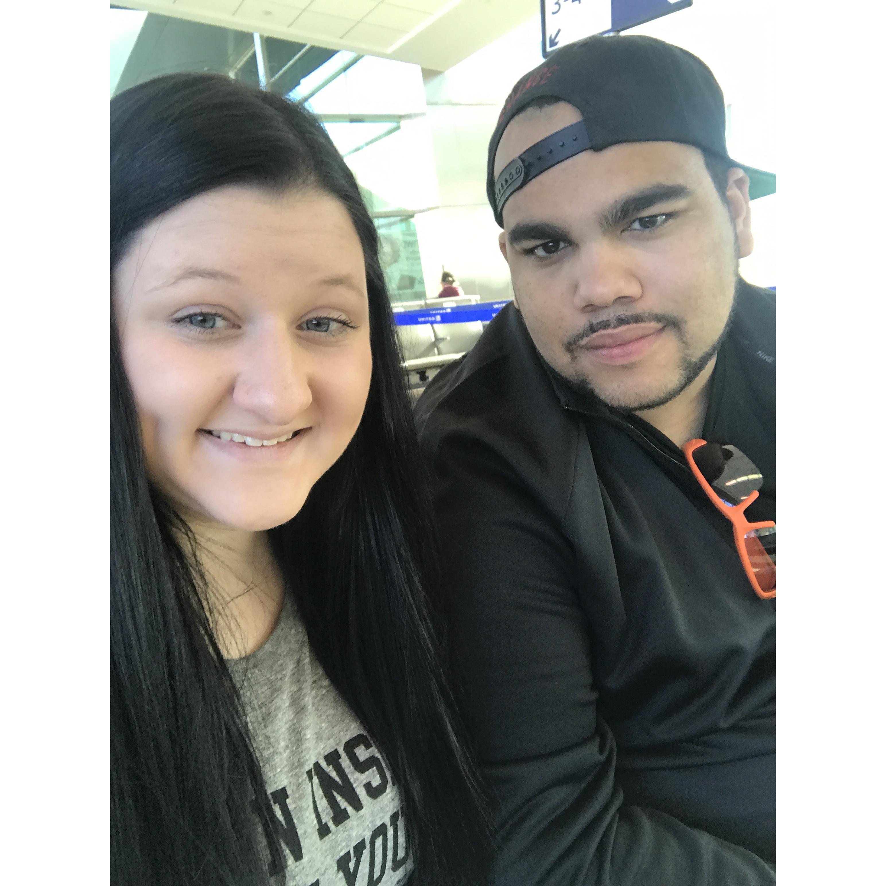 Waiting to board our plane to Seattle for New Years 2016!