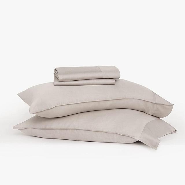 Buffy 100% Eucalyptus Lyocell Sheet Set - Silky Soft, Cool-to-The-Touch, Naturally-Dyed Hypoallergenic 4 Piece Set w/ 15” Deep Pockets (Gray, Queen)