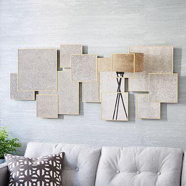 Overlapping Squares Mirror, Antique Brass