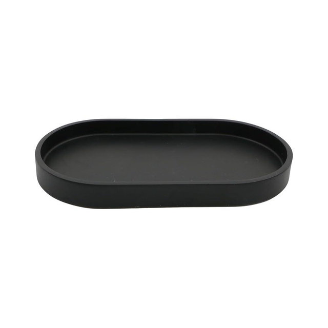 Indecor Home Elegant Resin 9''x5'' Guest Tray for Home Decor, Versatile for Kitchen, Bathroom, or Vanity, Decorative Tray for Organizing Accessories, Matte Black
