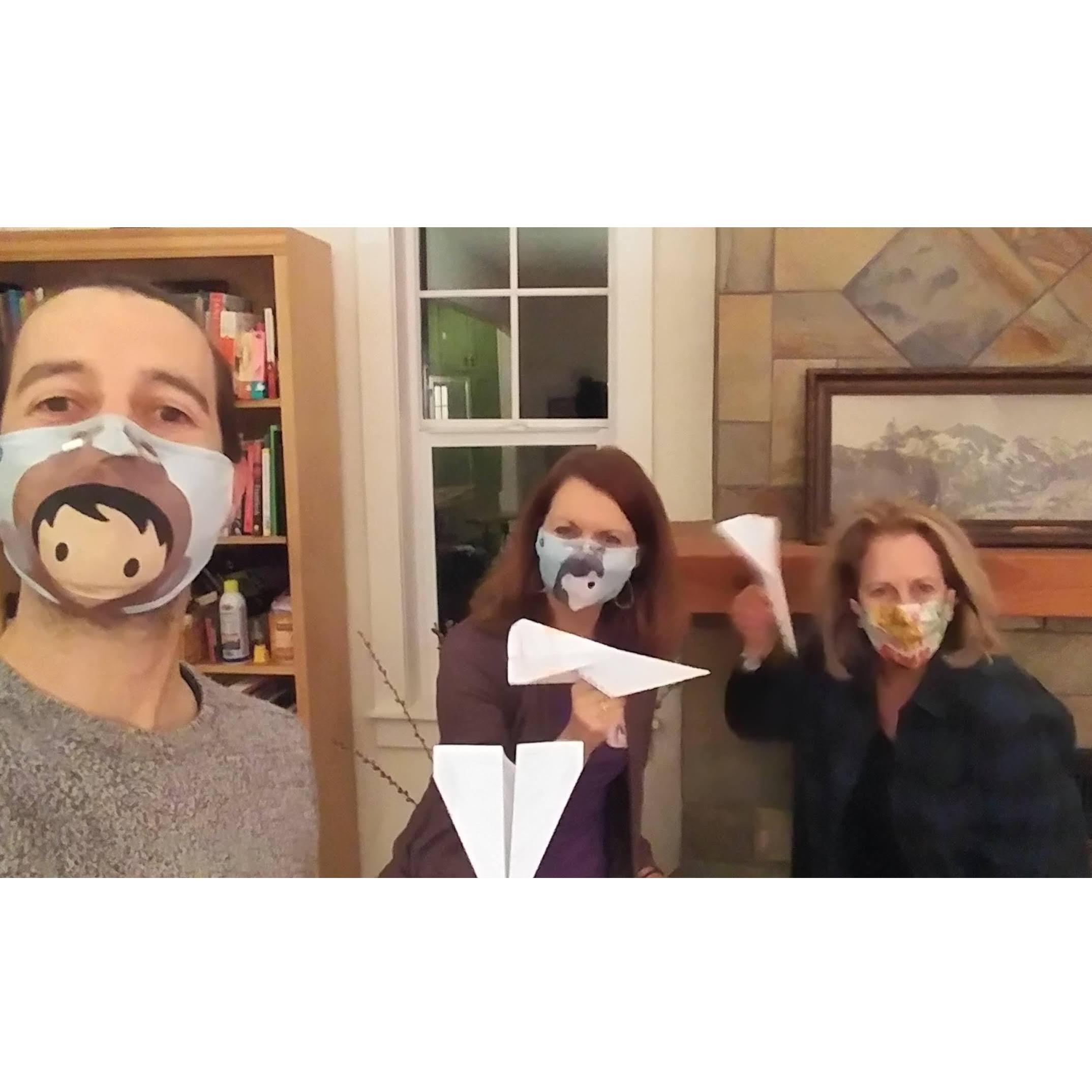 A round of paper airplane golf with Carl's mum