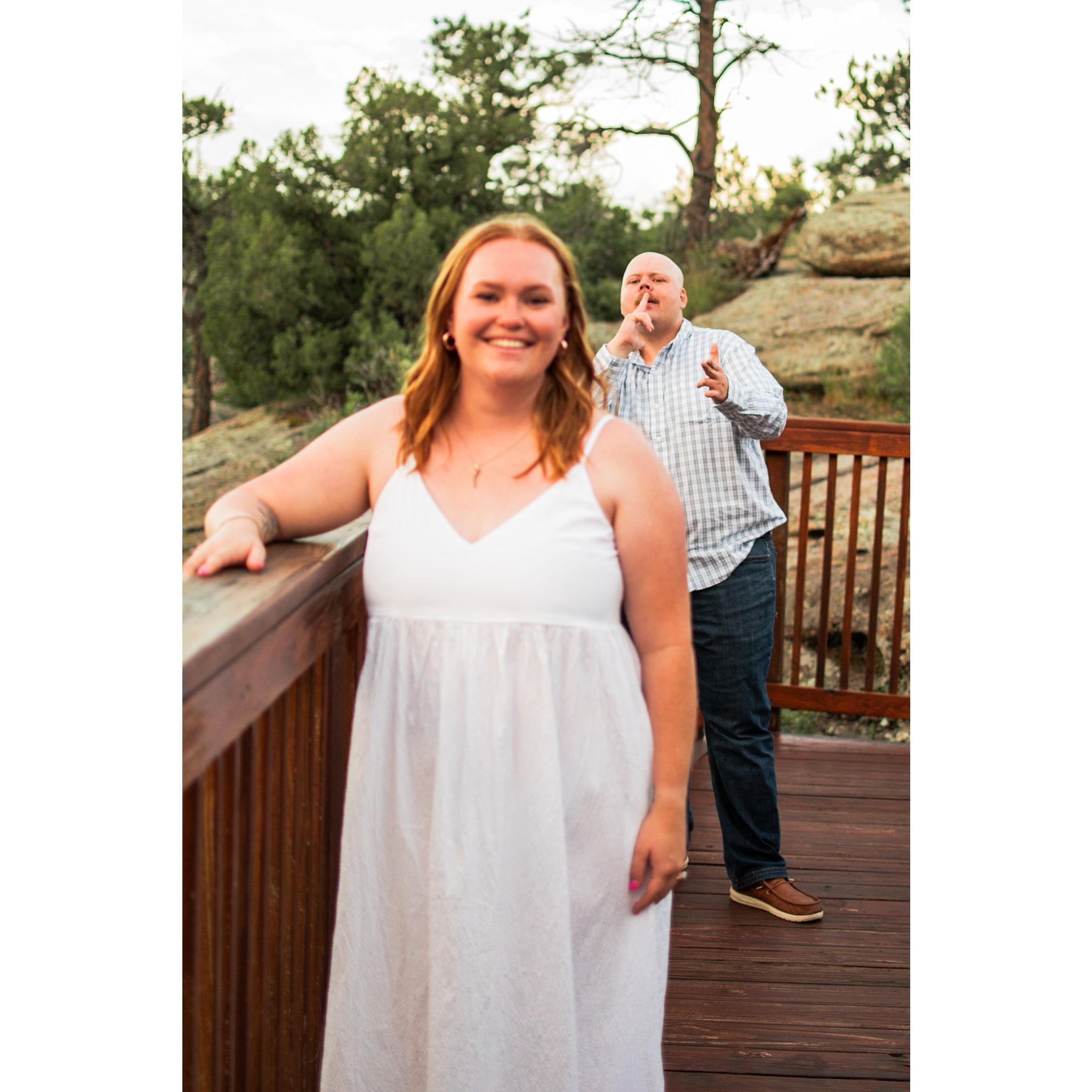 2025. Engagement photos at Castlewood Canyon State Park.