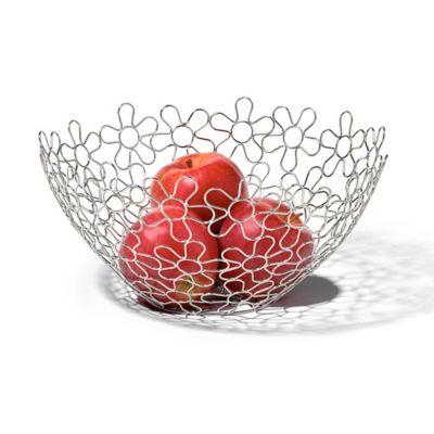 Spectrum Shapes Flowers Metal Fruit Bowl in Chrome