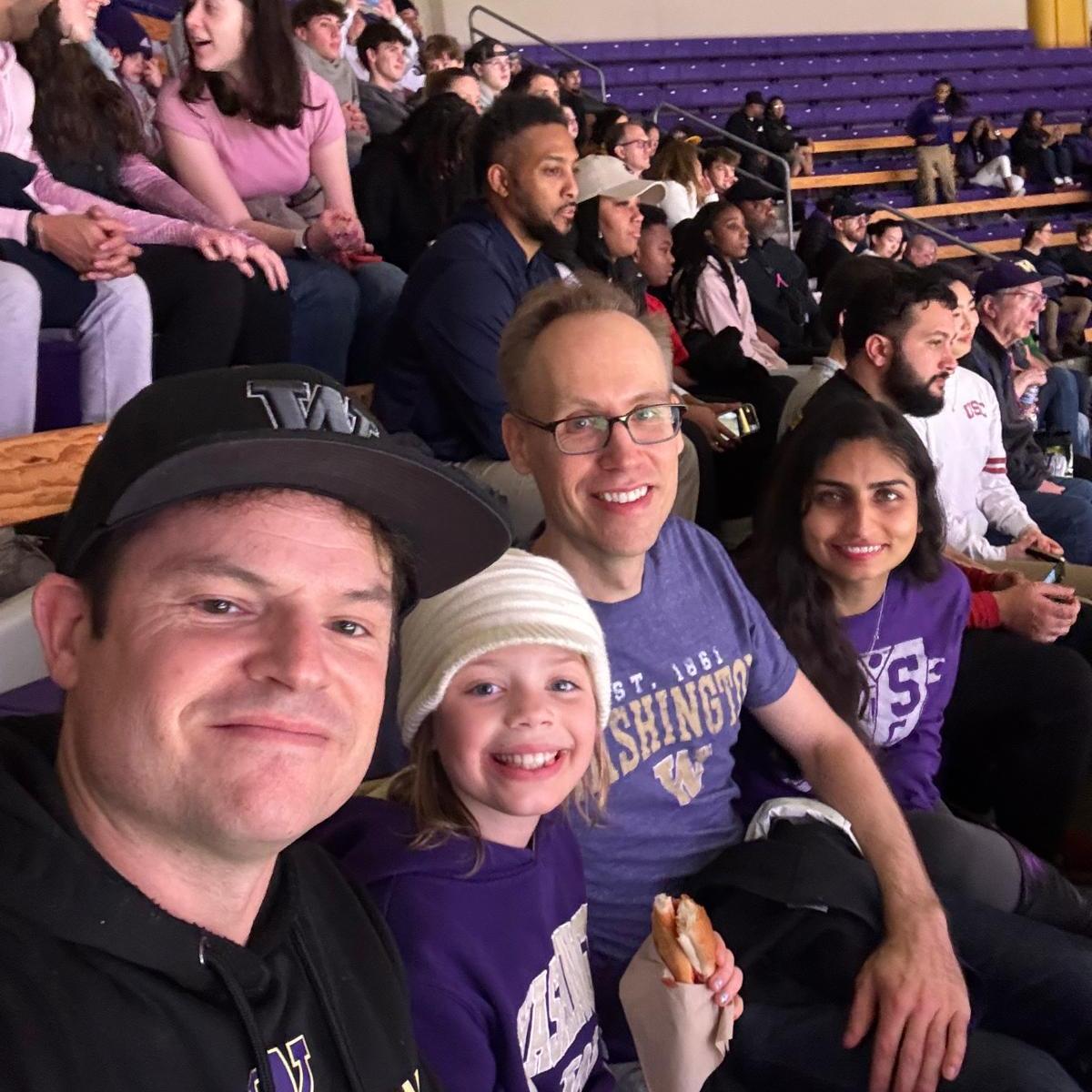 Huskies game! Fun fact: Aarica first met Troy's family at a Huskie's watch party