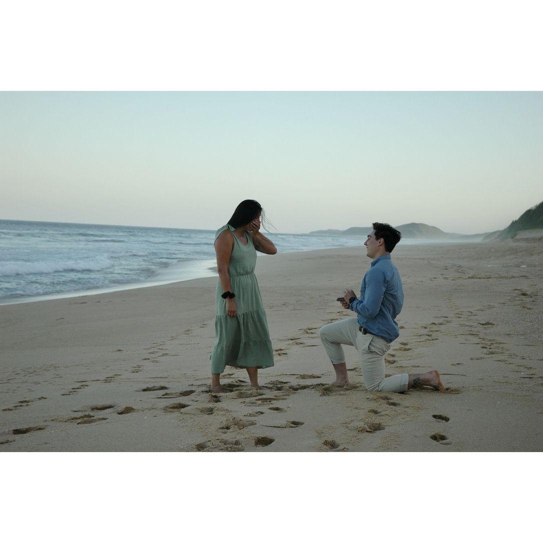 Zane proposing on the beach of Ponto do Oura in Mozambique after our first scuba diving lesson!!