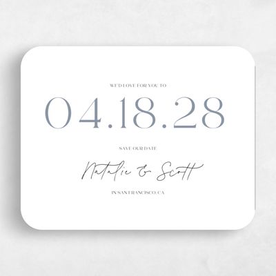 Blue Rounded Wedding Save the Date - Taos Landscape