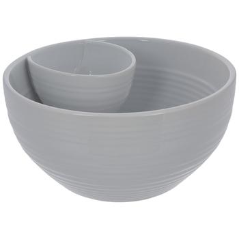 White Ridged Chip & Dip Bowl