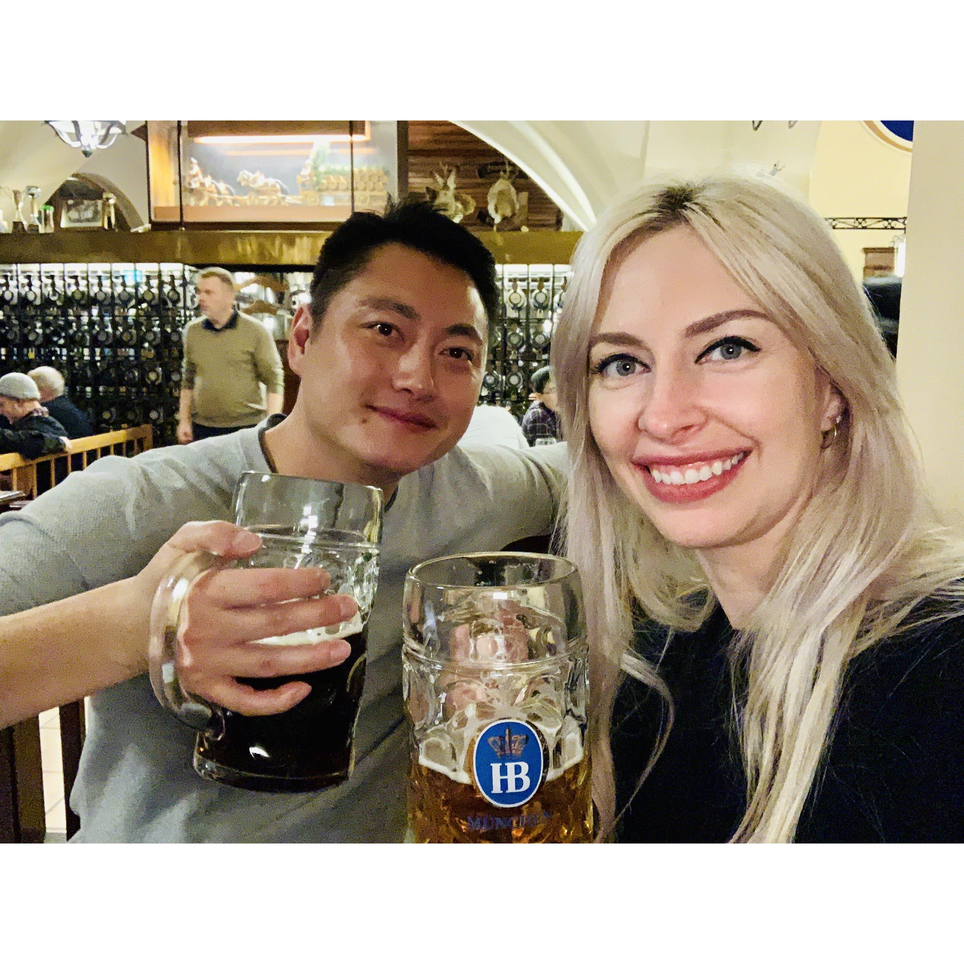 Celebrating at the bier haus after!