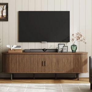 Modern Solid and Manufactured Wood TV Stand for TVs up to 80" - Walnut, 15.7" H x 68.9" W x 21.7" D