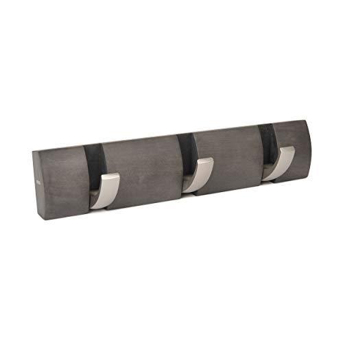 Umbra Flip 3 Wall Mounted Floating Rack – Modern, Sleek, Space-Saving Hanger with Retractable Hooks to Hang Coats, Scarves, Purses, Driftwood/Nickel