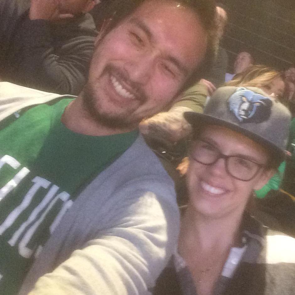 Rooting for opposing teams (Celtics and Grizzlies) at the TD Garden.