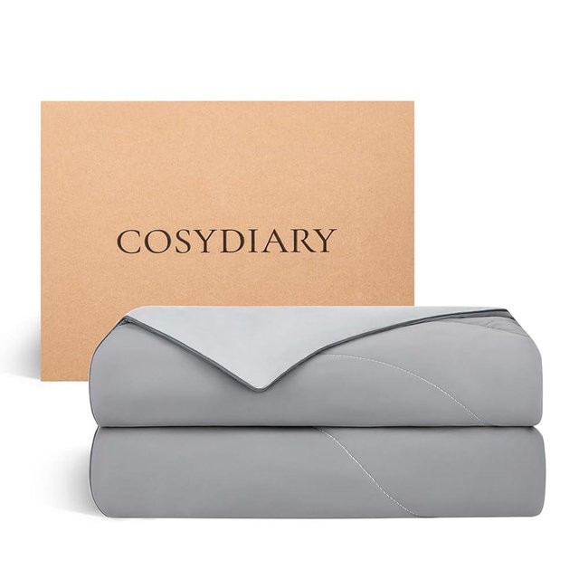 CosyDiary Cooling Comforter, Blanket for Hot Sleepers, All Season Bedding to Keep Cool for Night Sweats, Breathable Lightweight Blanket, (Cooling Deep Light Grey, King/Cali King (106"x90"))
