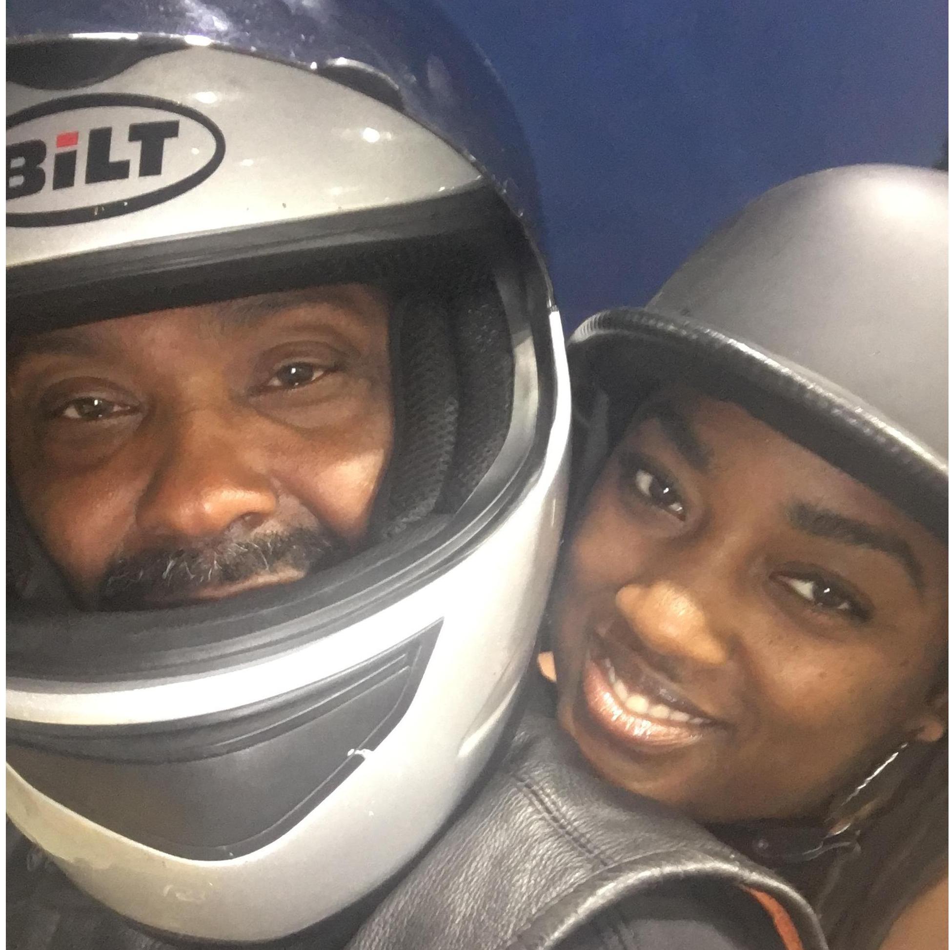 My first time on a bike!!! I was so nervous but you can't tell from this pic LOL