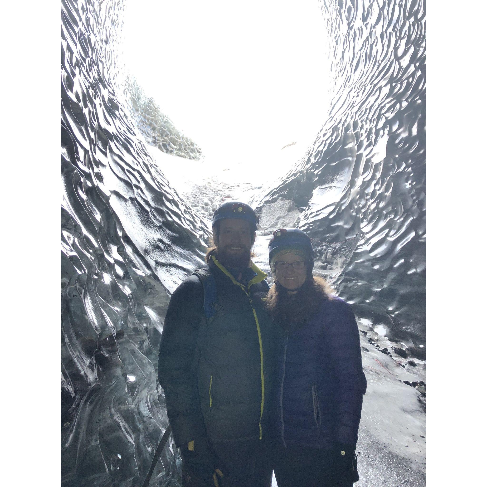 Touring an ice cave in Iceland