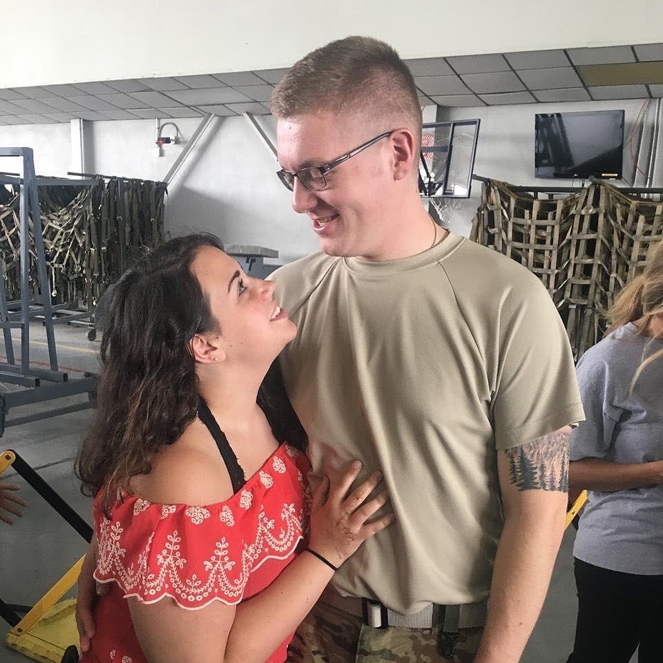 Baylee saying goodbye for now to Joe before he leaves for deployment.