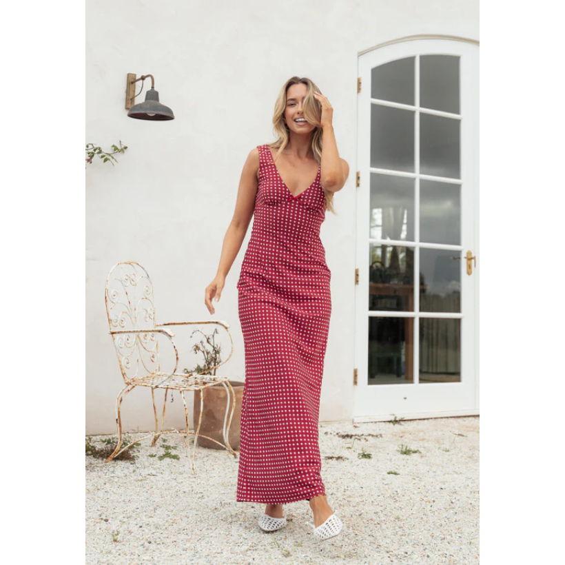 Leni Maxi Dress - Red Polka Dot