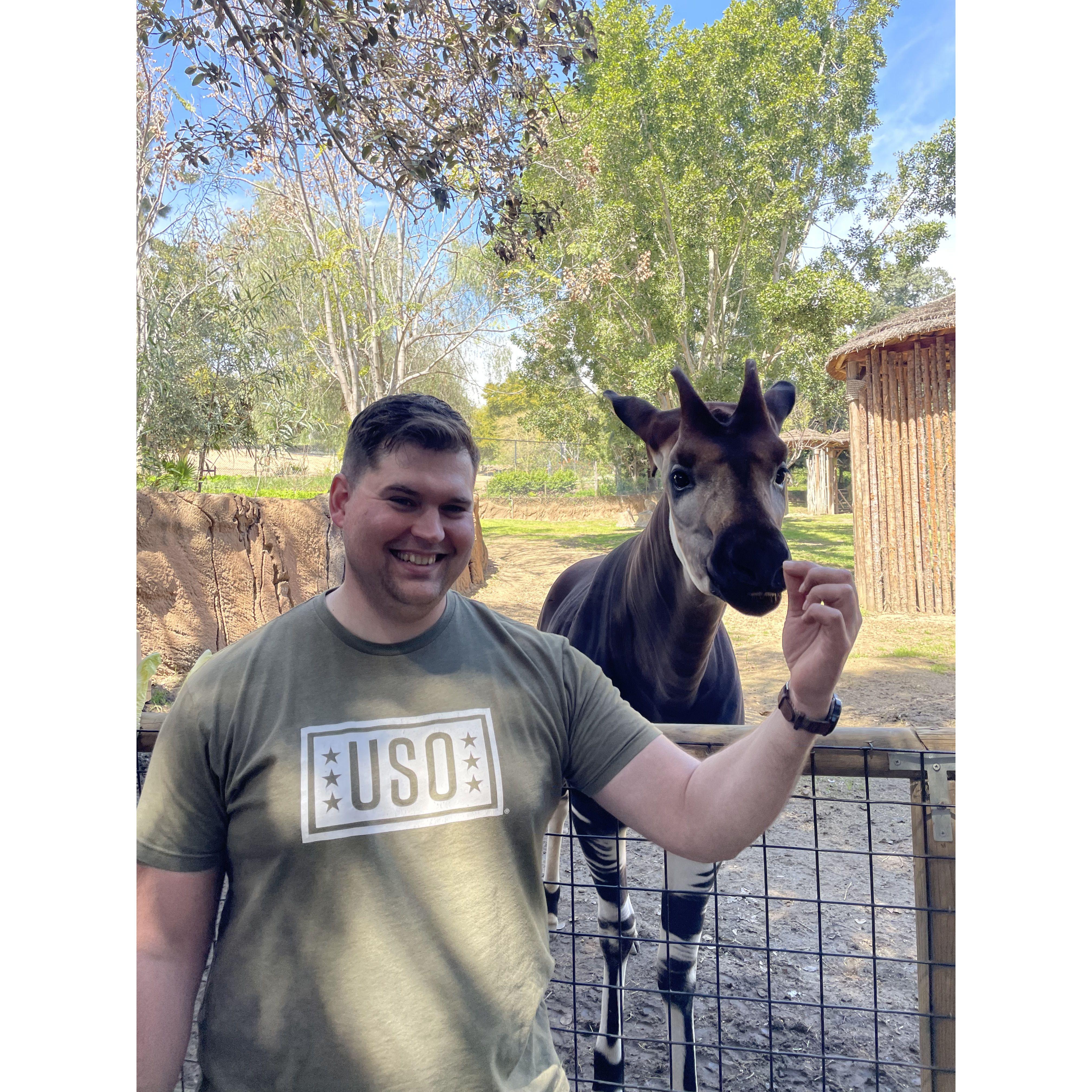 Isaiah getting to meet Alexa's animals